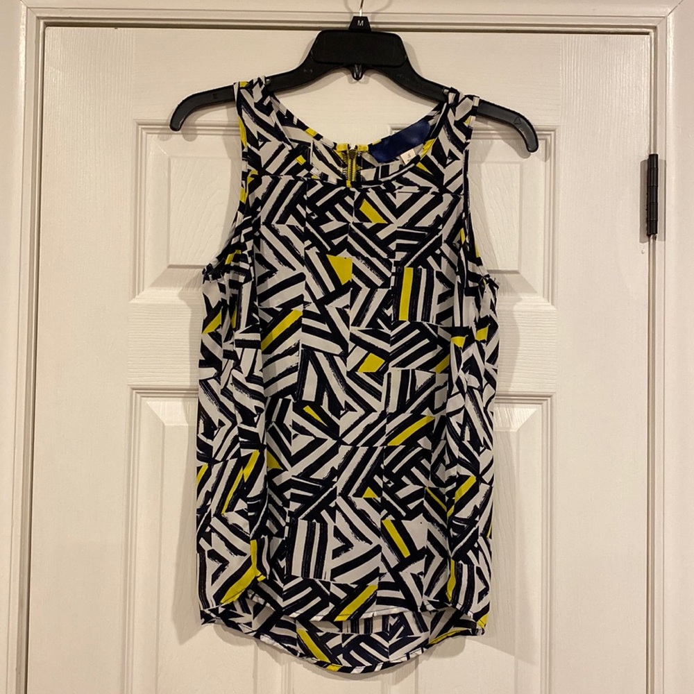 Navy/yellow patterned tank top